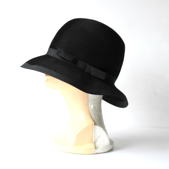 1950s Henry Pollack jet black felted wool hat